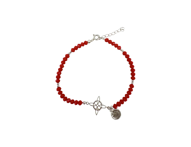 Triple protección con cuarzo rojo en pulsera