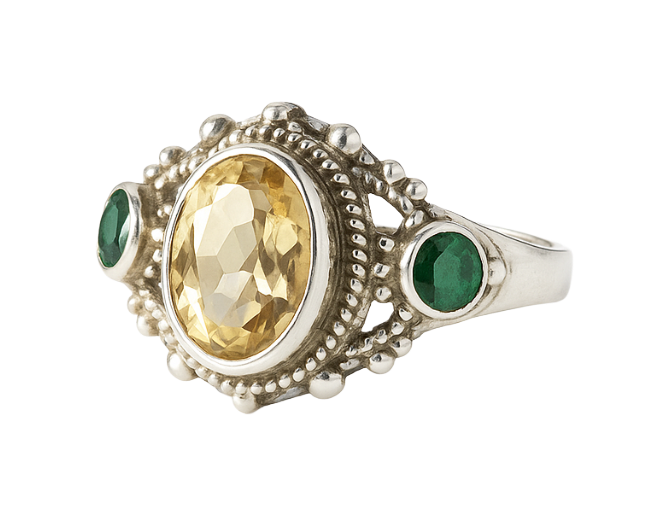 Anillo esperalda y citrino AAA