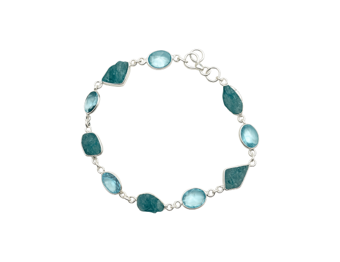 Pulsera aguamarina plata