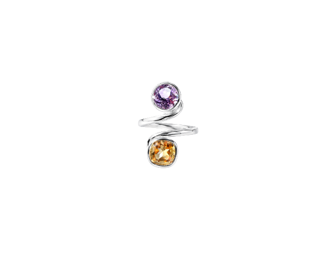 Anillo citrino y amatista (plata 925 calidad AAA)